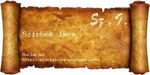 Szirbek Imre névjegykártya
